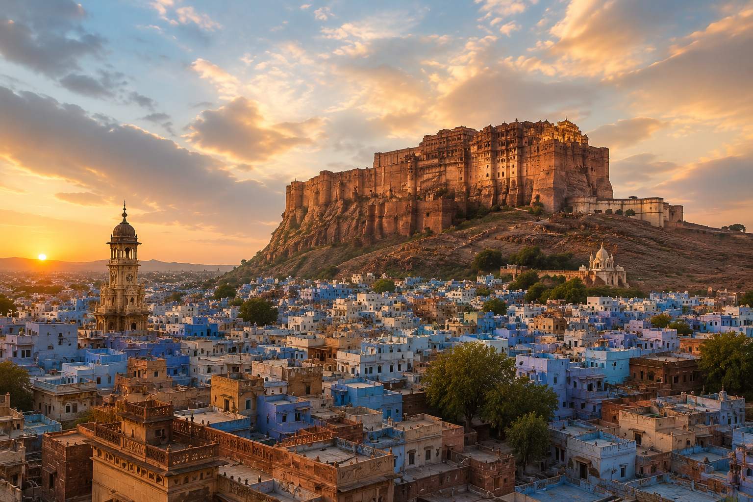 Mehrangarh Fort and Jodhpur cityscape in Rajasthan